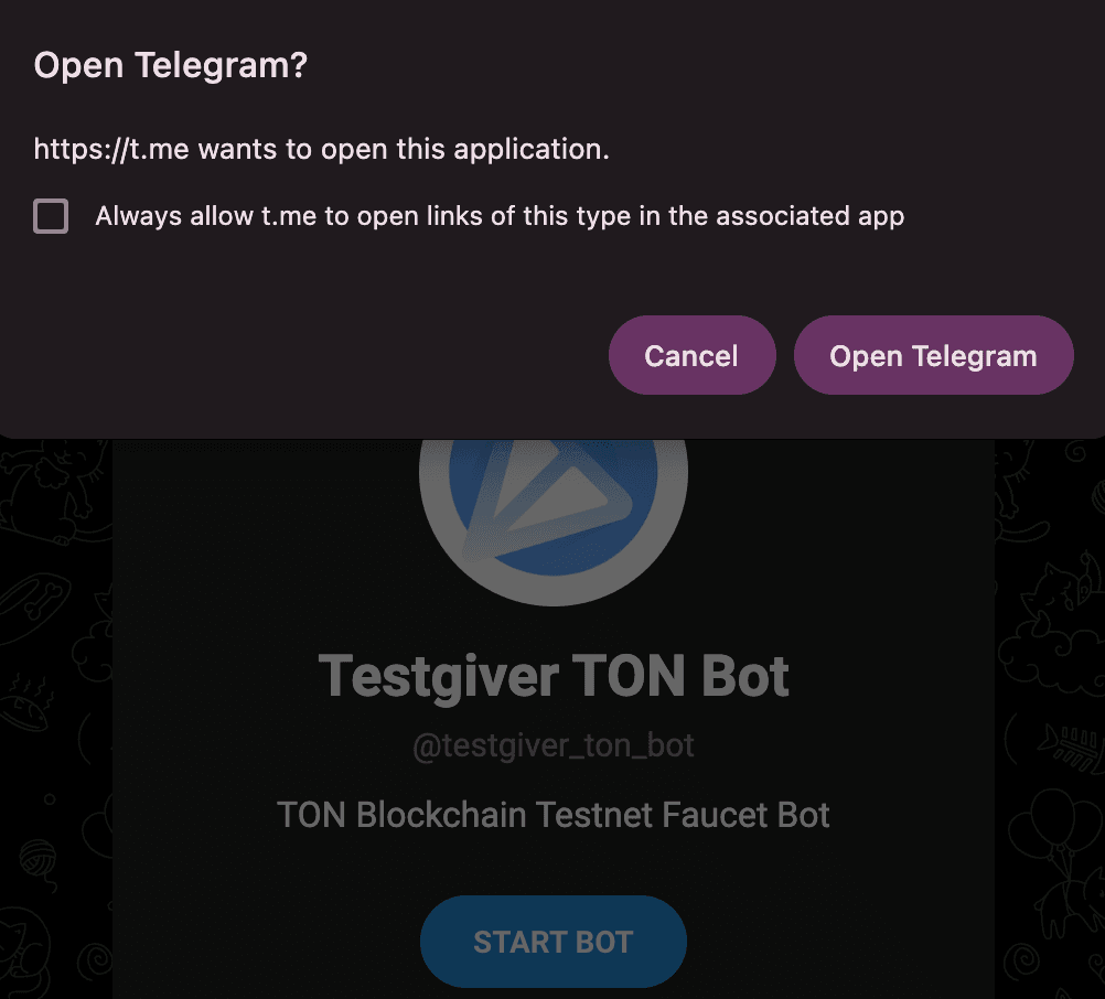Open Telegram prompt