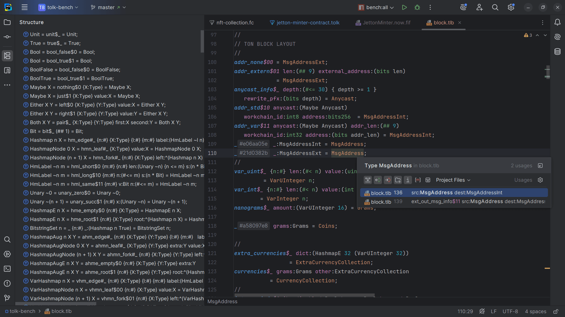 Screenshot of the TL-B data scheme support