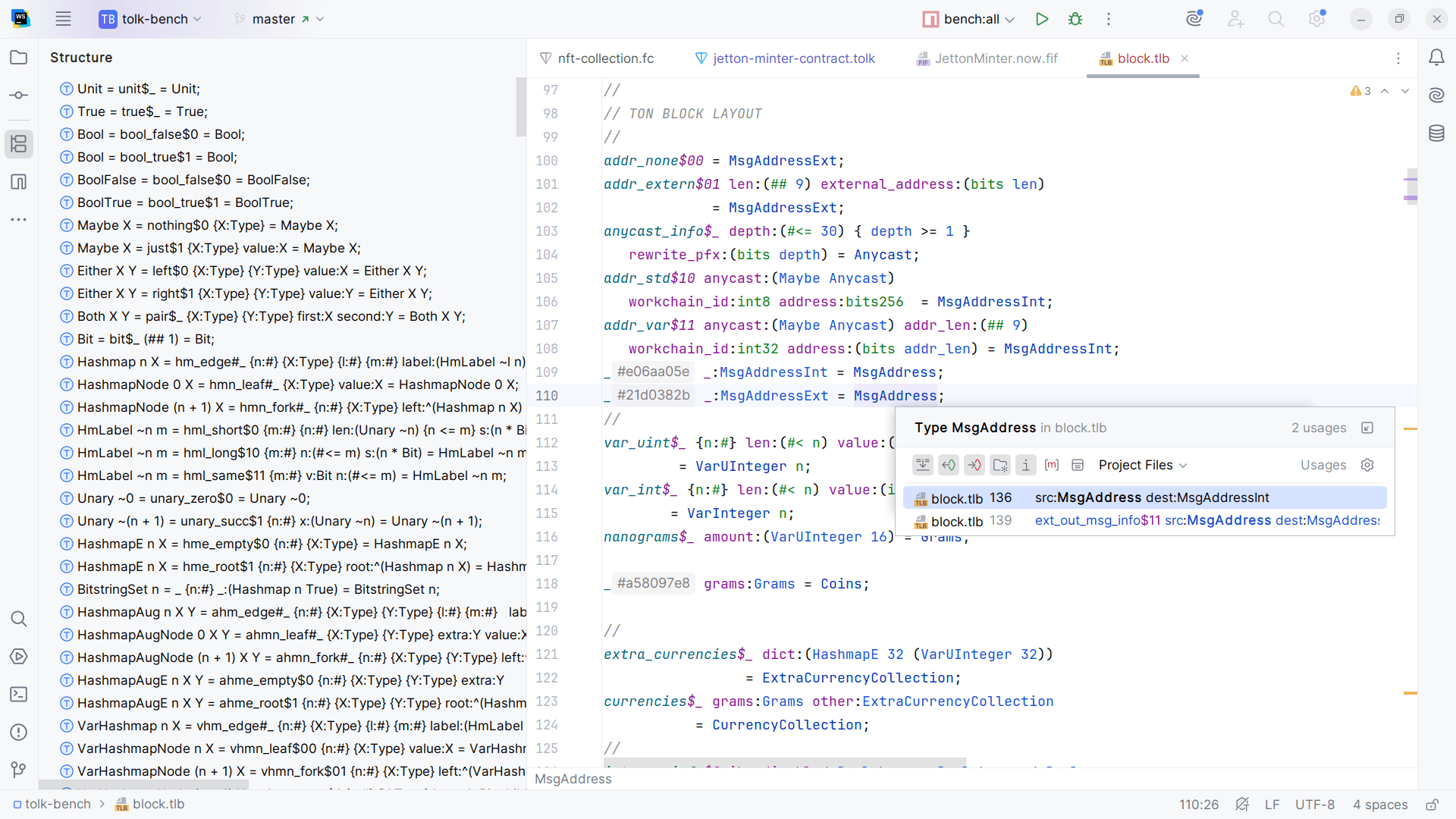 Screenshot of the TL-B data scheme support