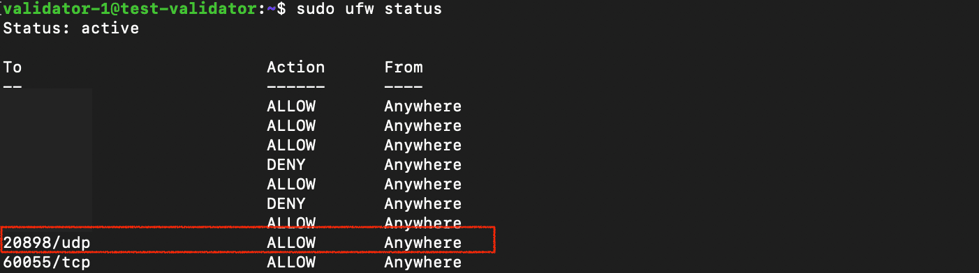 Check allowed ports