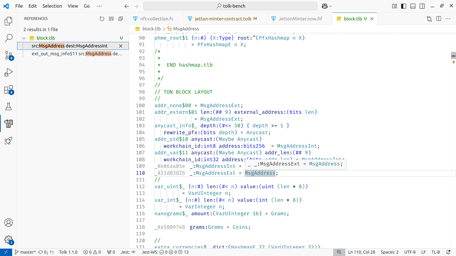 Screenshot of the TL-B data scheme support