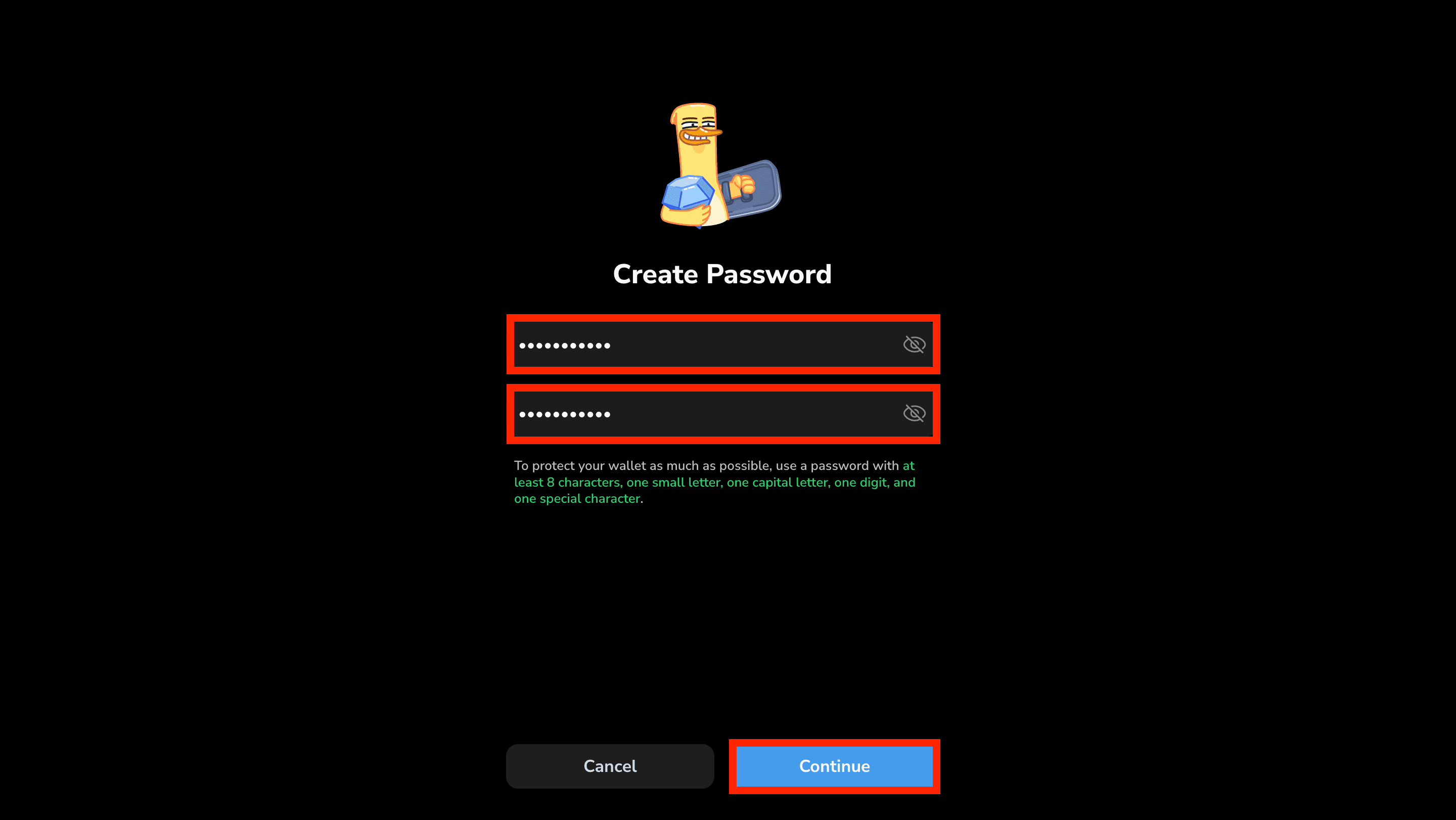 Password setup