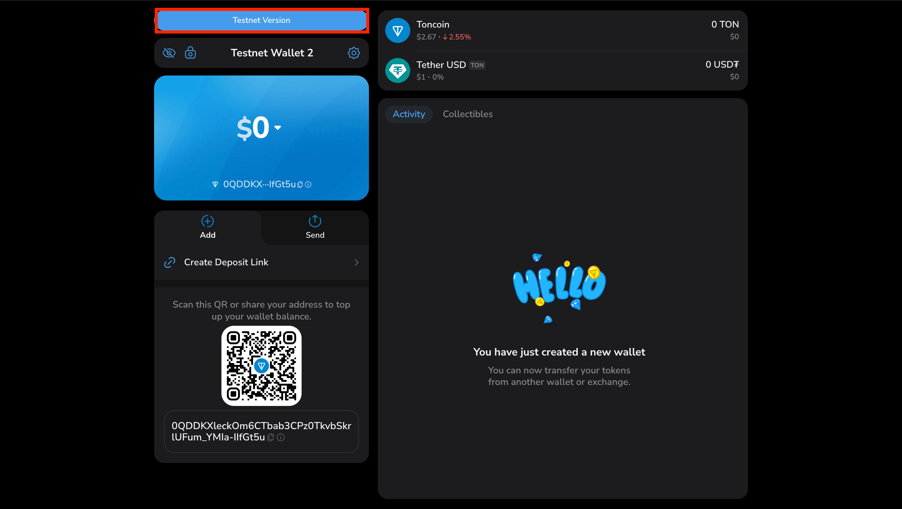 Choose Testnet