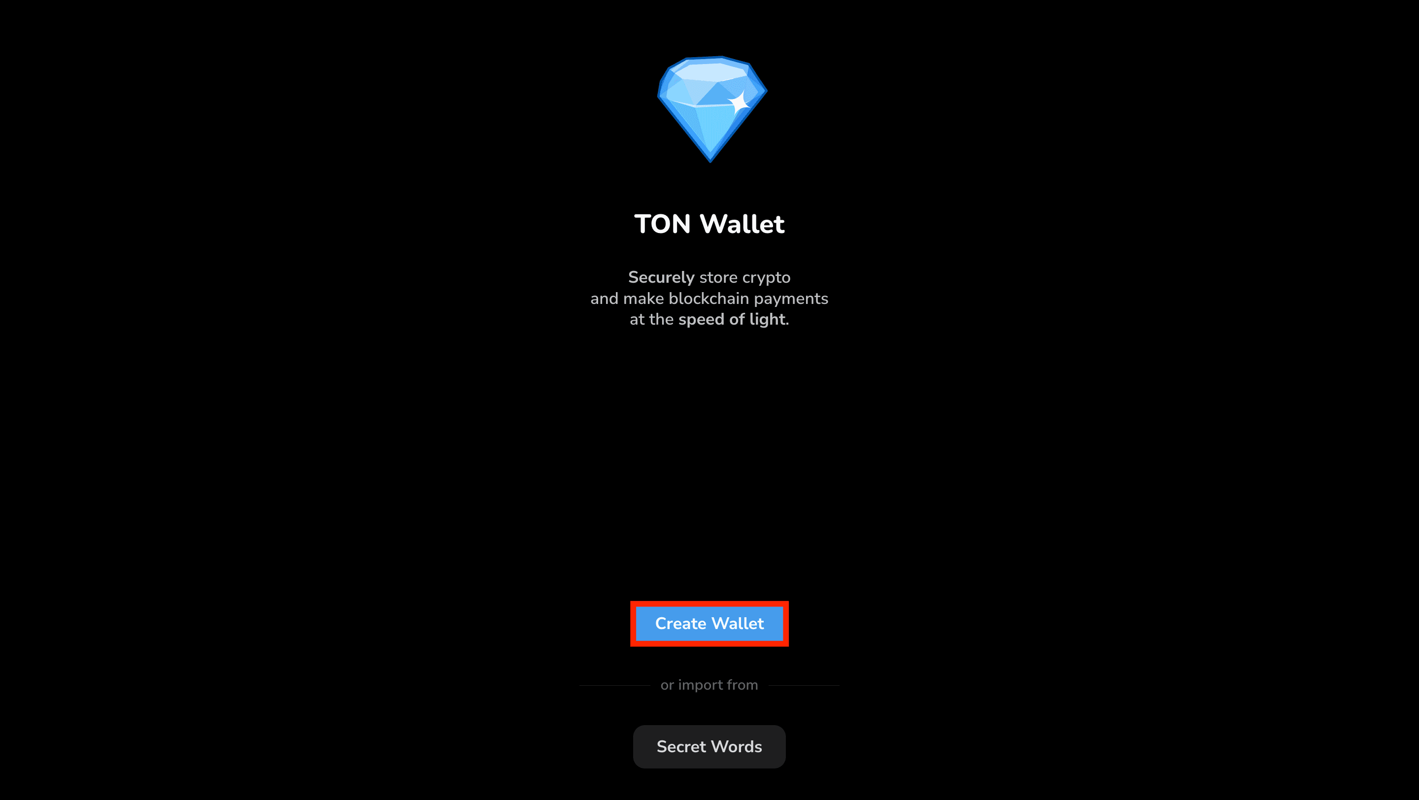 Web wallet welcome page