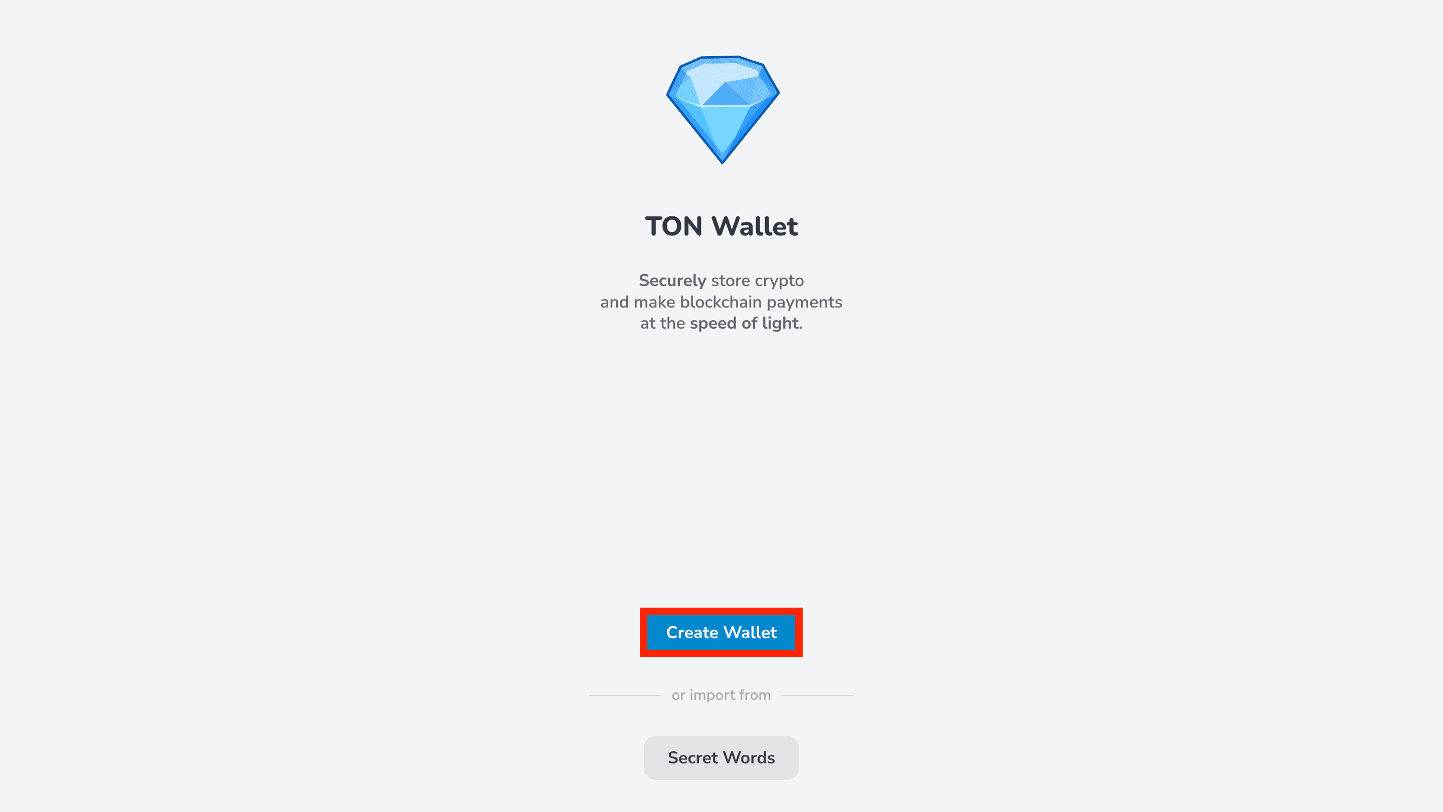 Web wallet welcome page