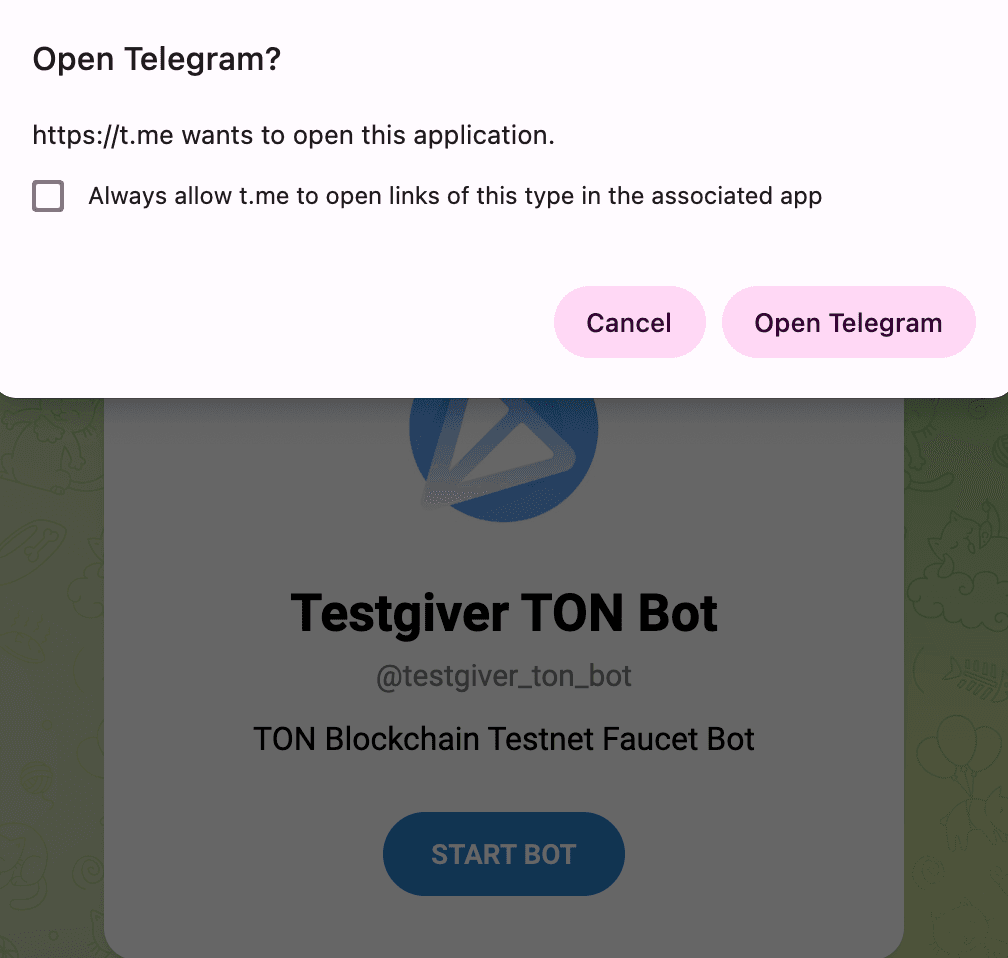 Open Telegram prompt